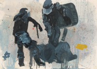 Hugo Mayer, oil painting, police, terror